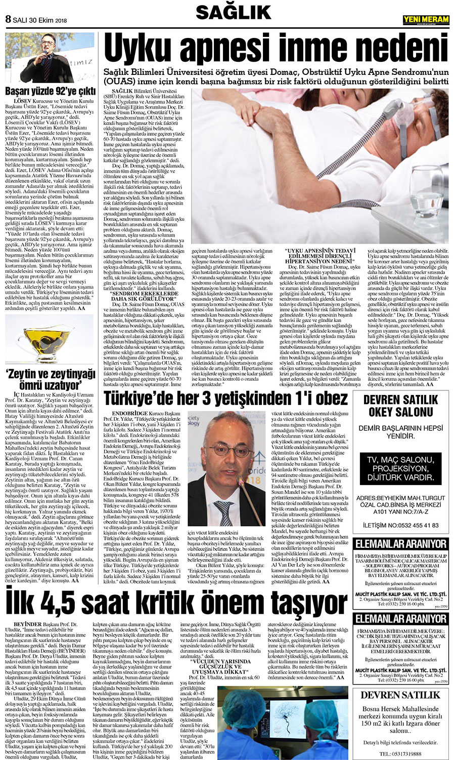 30 Ekim 2018 Yeni Meram Gazetesi