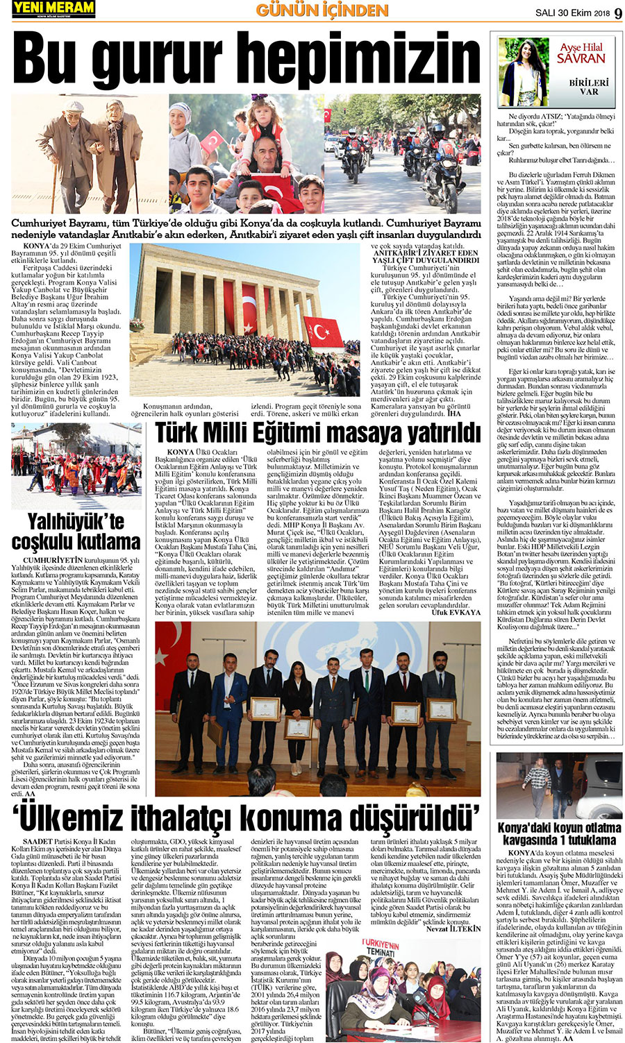 30 Ekim 2018 Yeni Meram Gazetesi