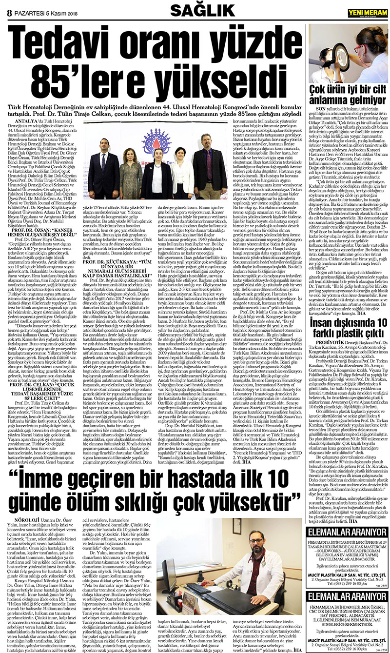 5 Kasım 2018 Yeni Meram Gazetesi