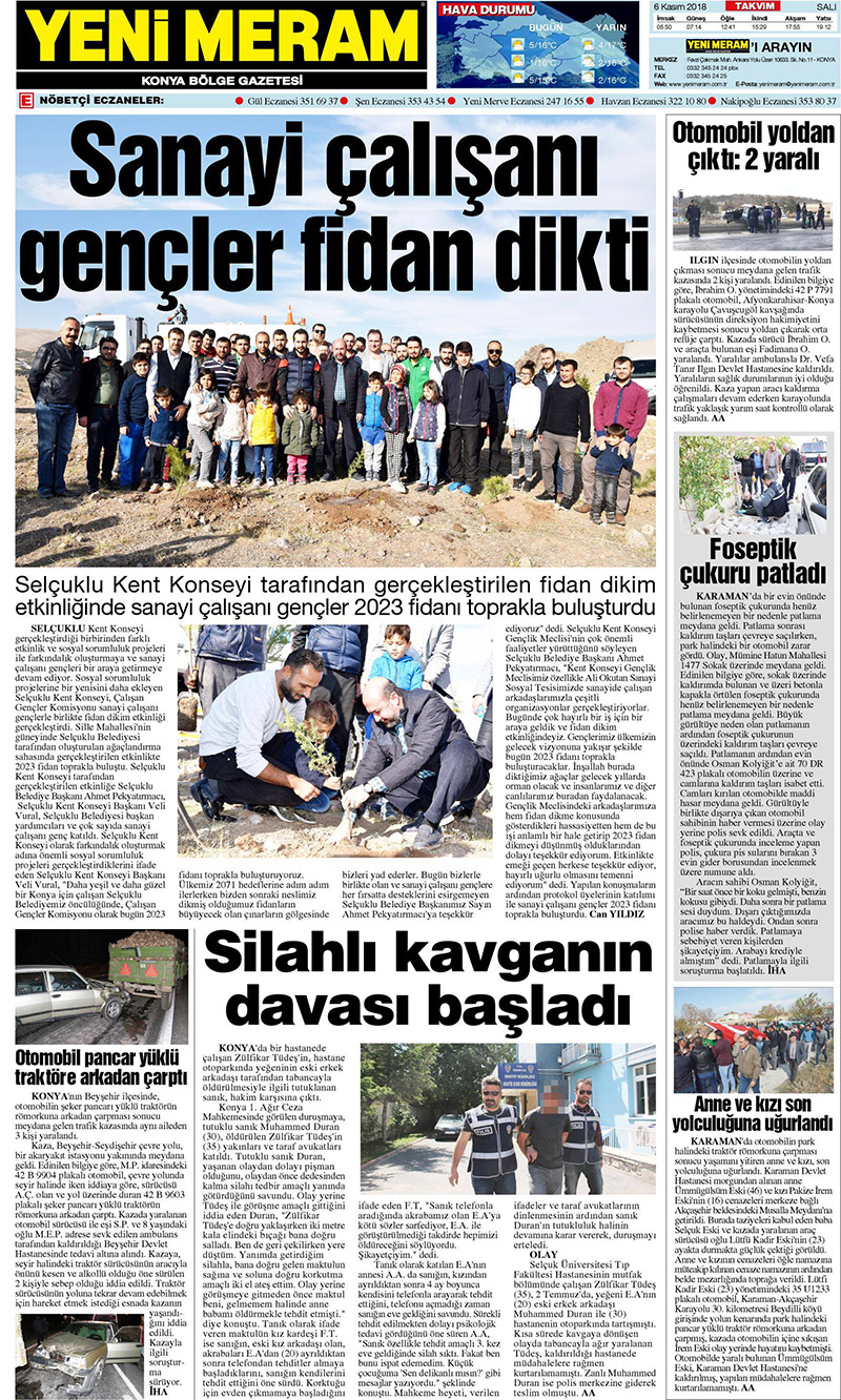 6 Kasım 2018 Yeni Meram Gazetesi