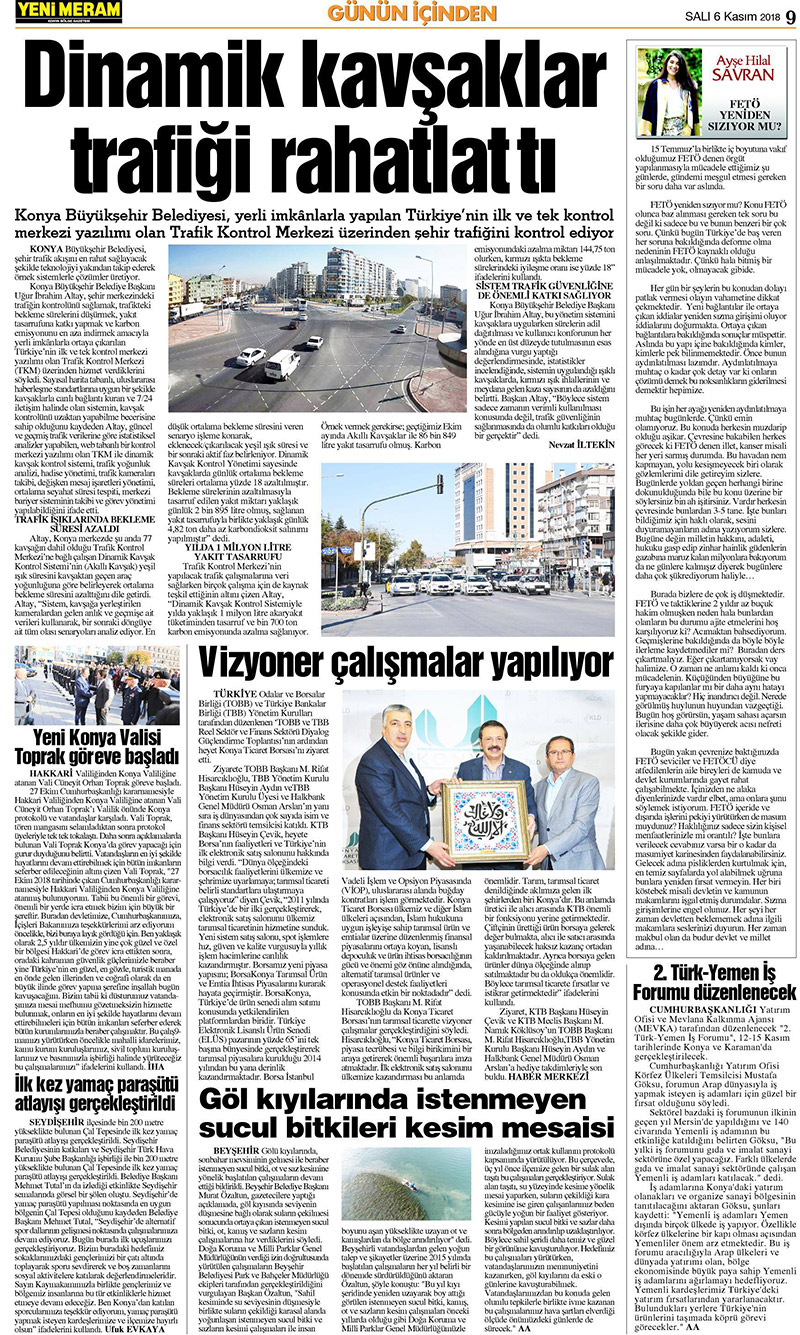 6 Kasım 2018 Yeni Meram Gazetesi