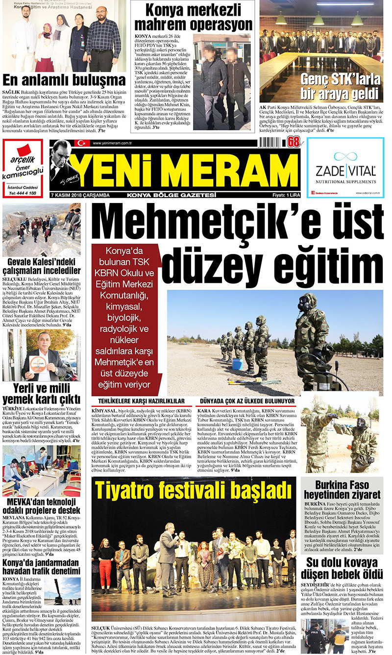 7 Kasım 2018 Yeni Meram Gazetesi