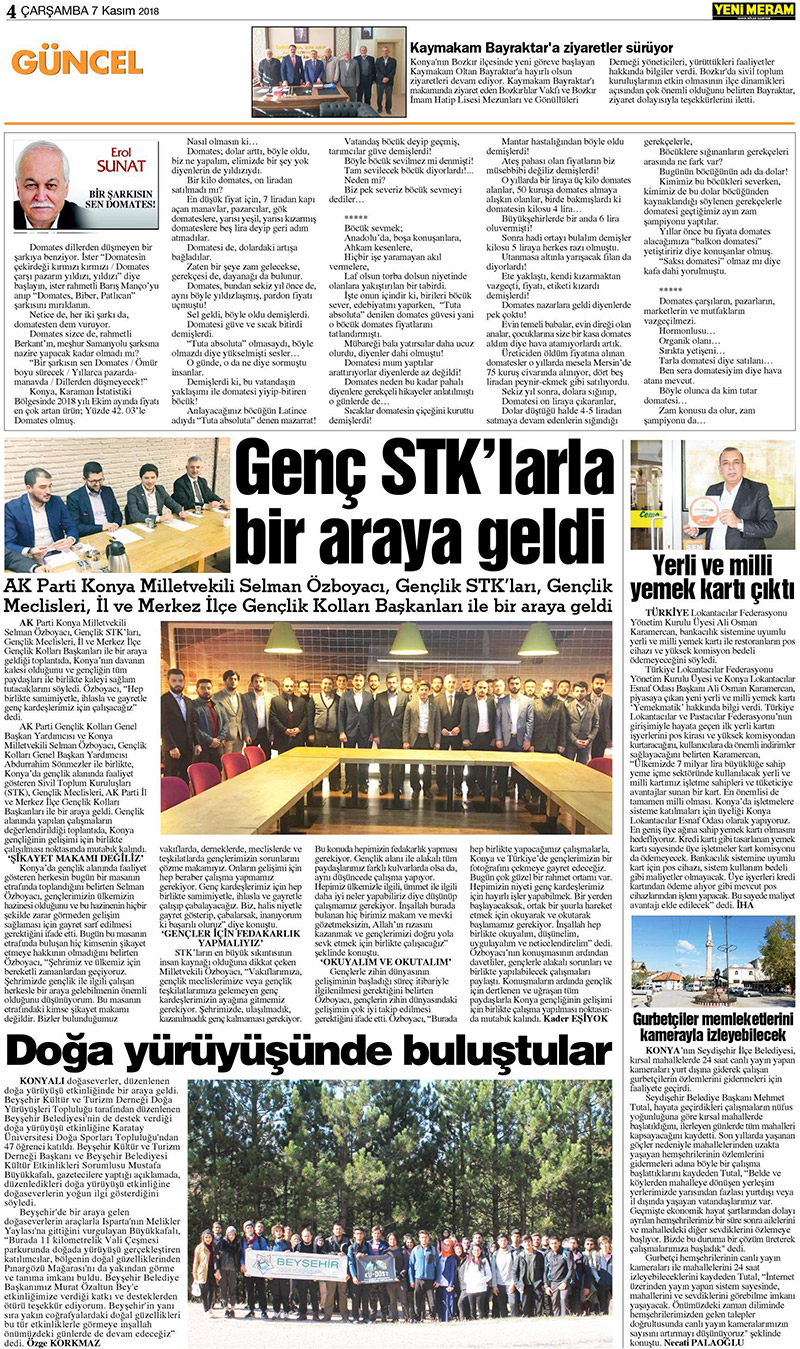 7 Kasım 2018 Yeni Meram Gazetesi