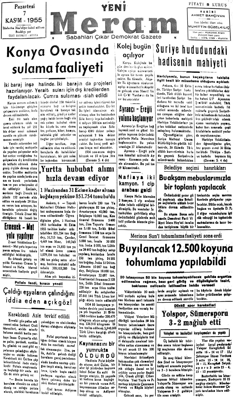 7 Kasım 2018 Yeni Meram Gazetesi