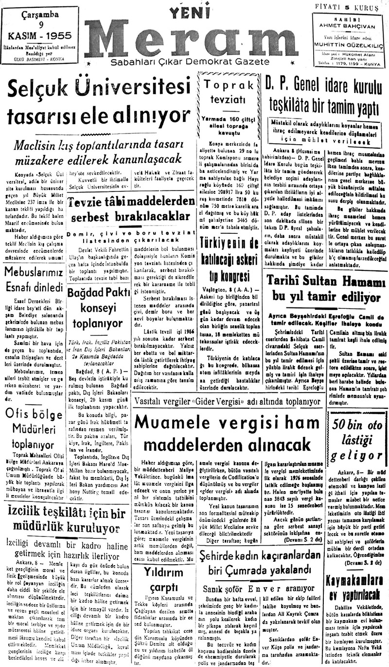 9 Kasım 2018 Yeni Meram Gazetesi