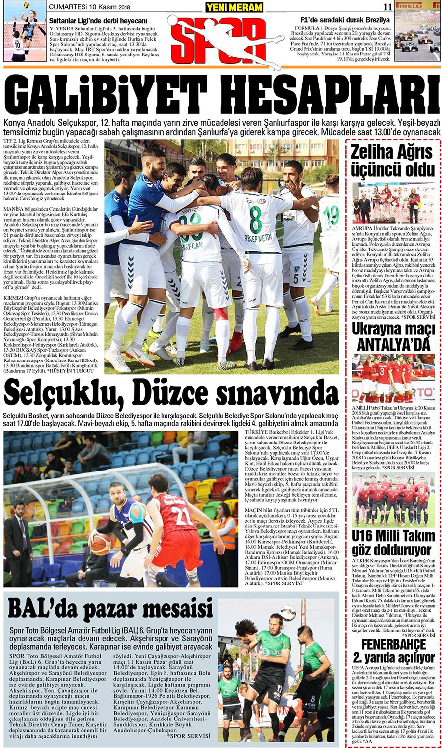 10 Kasım 2018 Yeni Meram Gazetesi