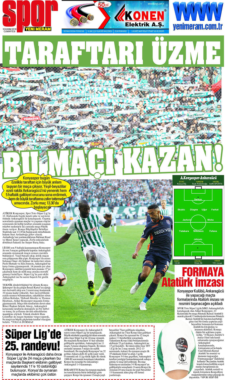 10 Kasım 2018 Yeni Meram Gazetesi