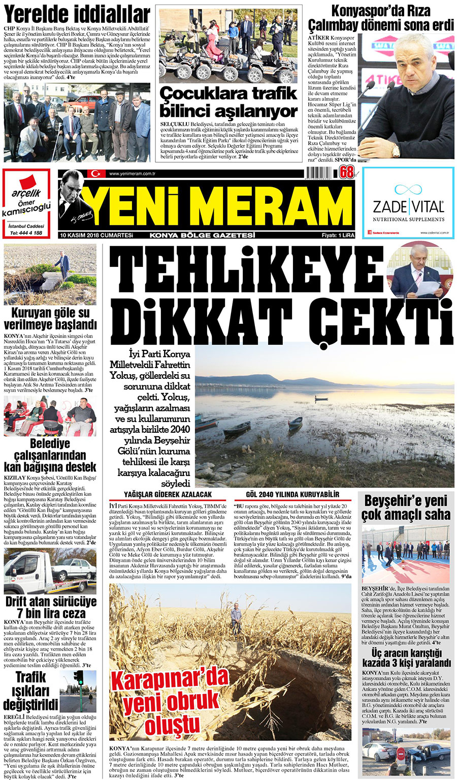 13 Kasım 2018 Yeni Meram Gazetesi