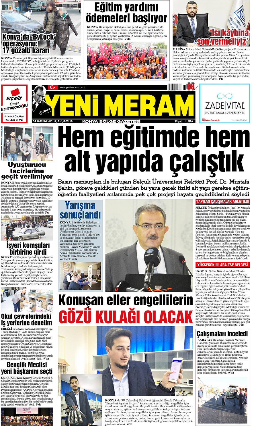 14 Kasım 2018 Yeni Meram Gazetesi