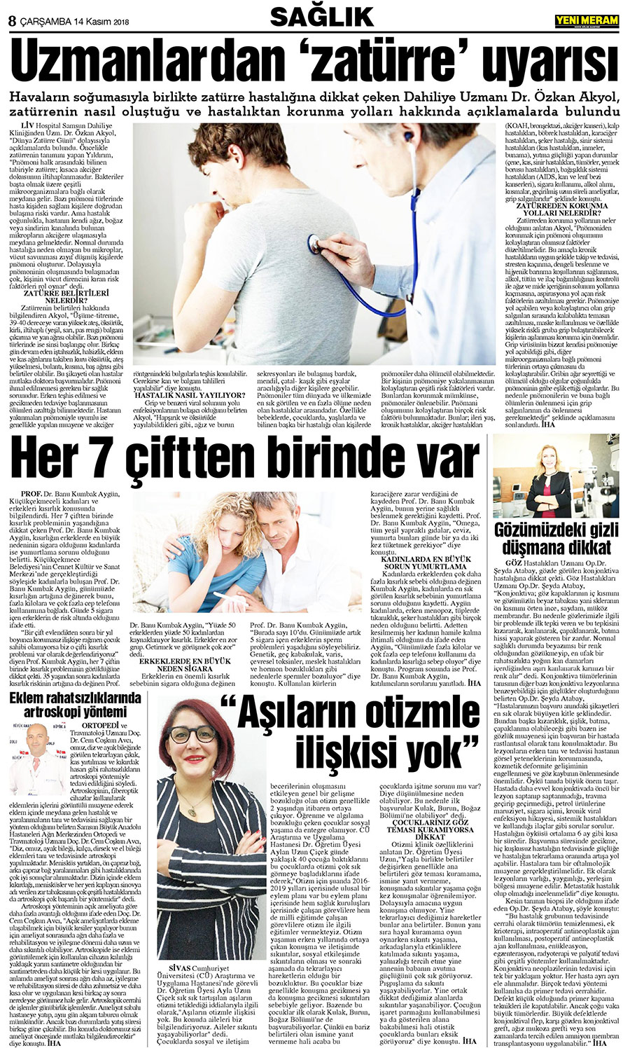 14 Kasım 2018 Yeni Meram Gazetesi