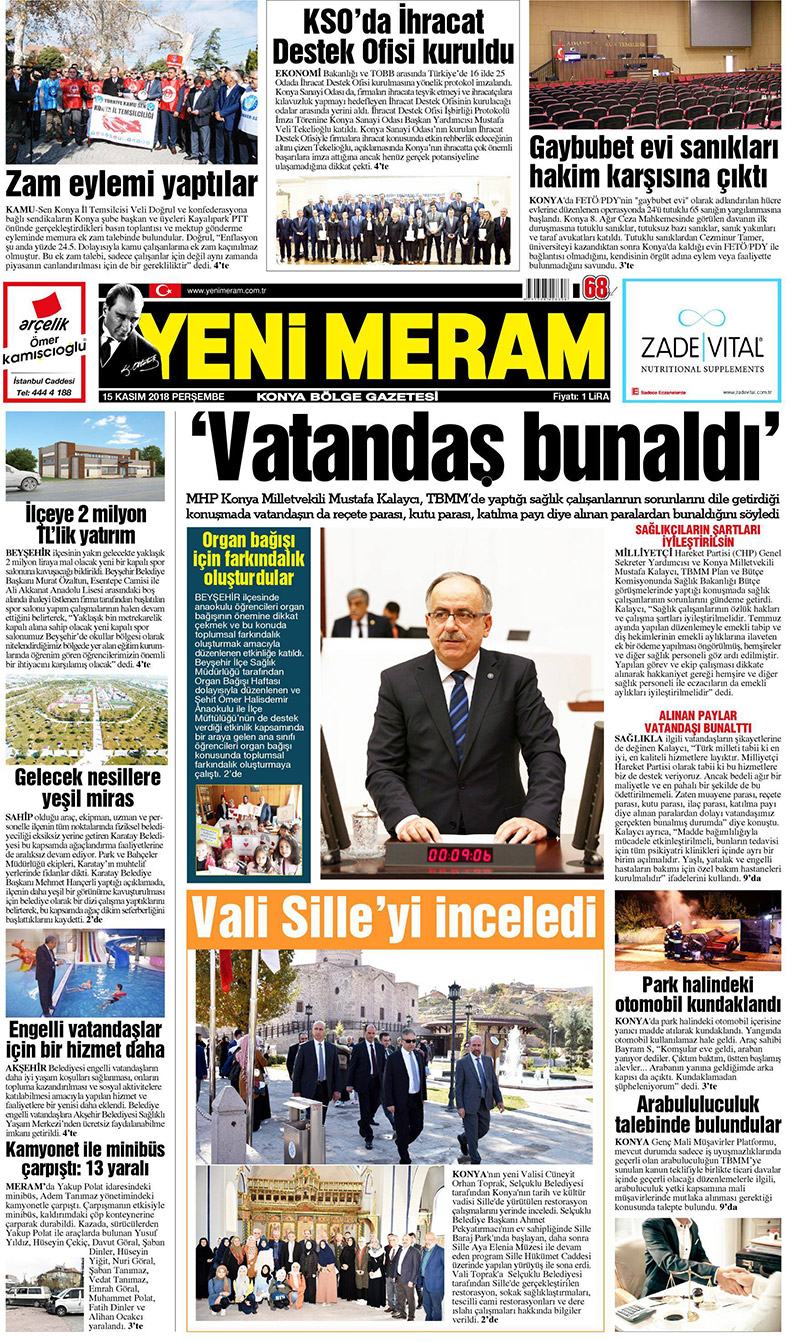 15 Kasım 2018 Yeni Meram Gazetesi