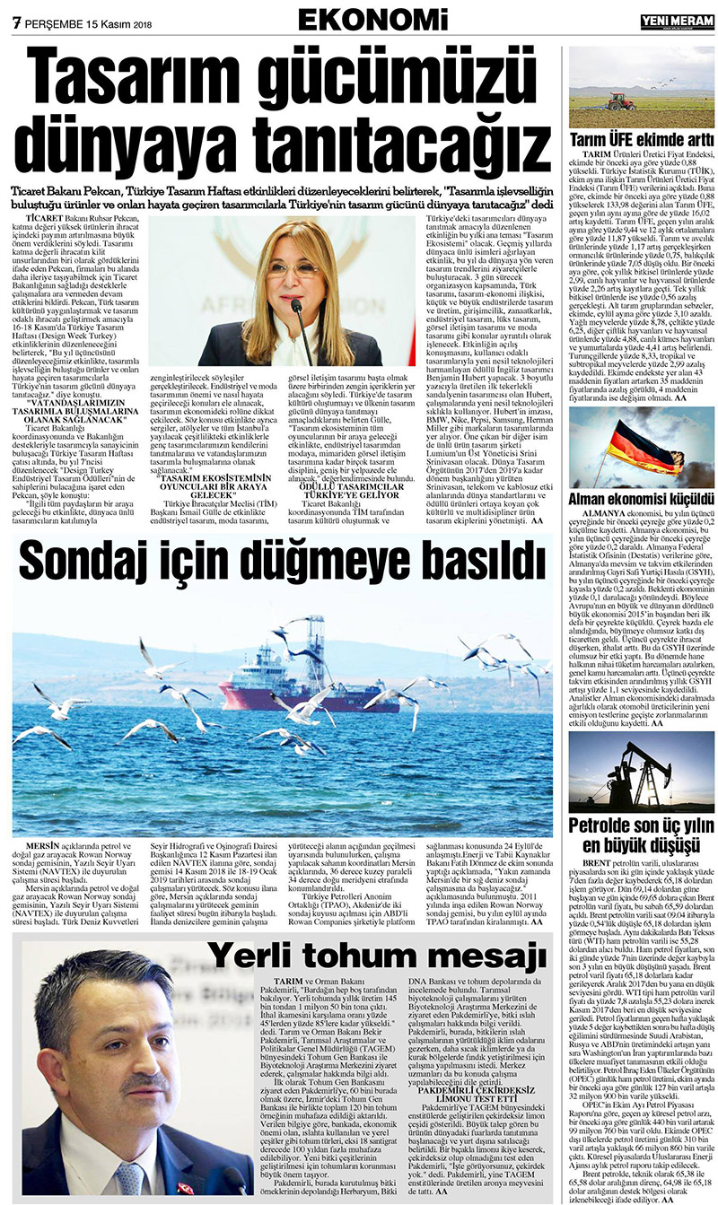 15 Kasım 2018 Yeni Meram Gazetesi