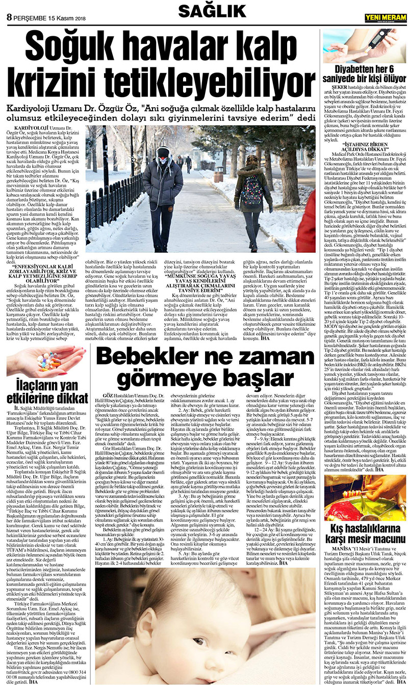 15 Kasım 2018 Yeni Meram Gazetesi