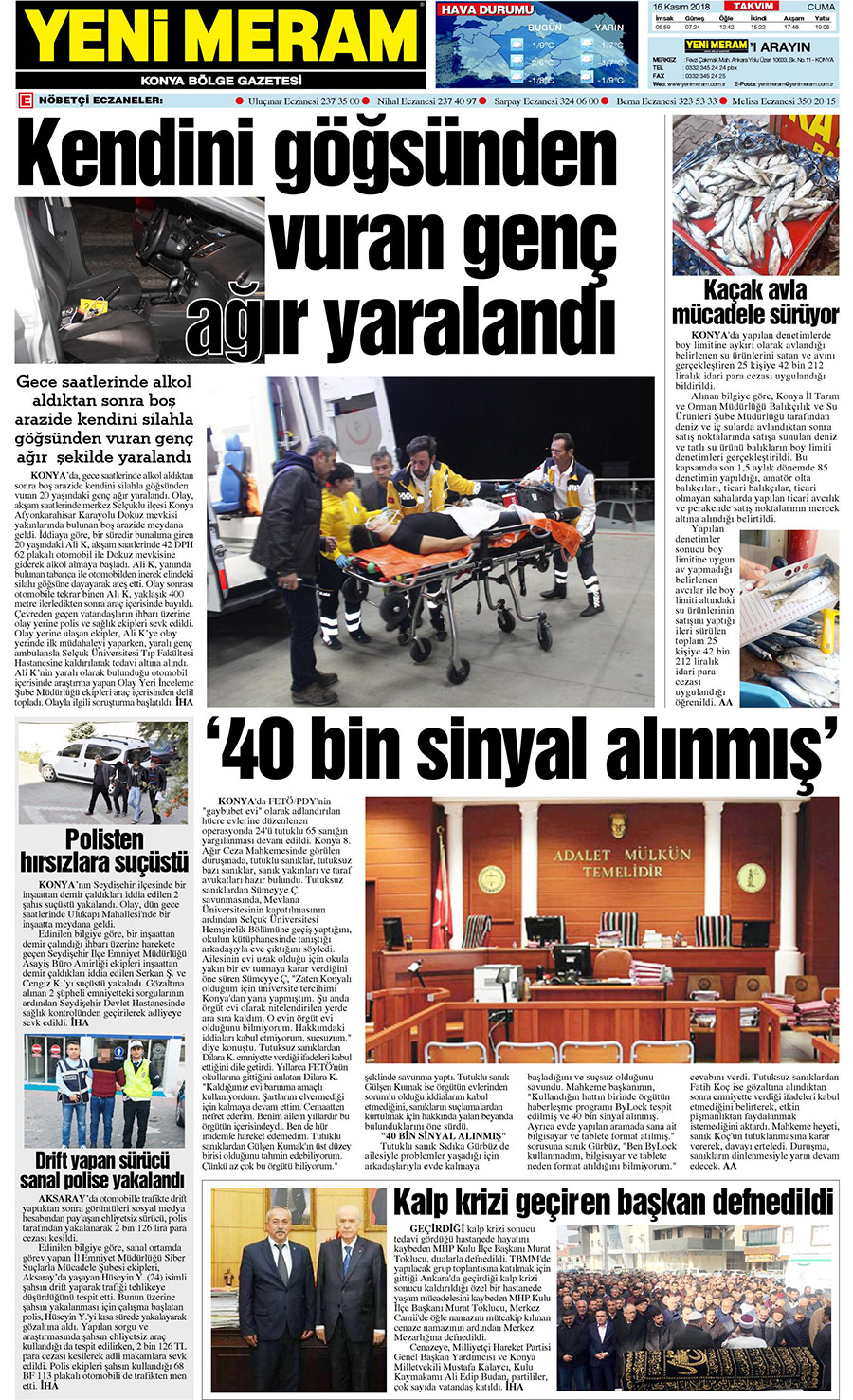 16 Kasım 2018 Yeni Meram Gazetesi