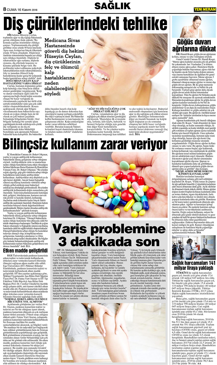 16 Kasım 2018 Yeni Meram Gazetesi