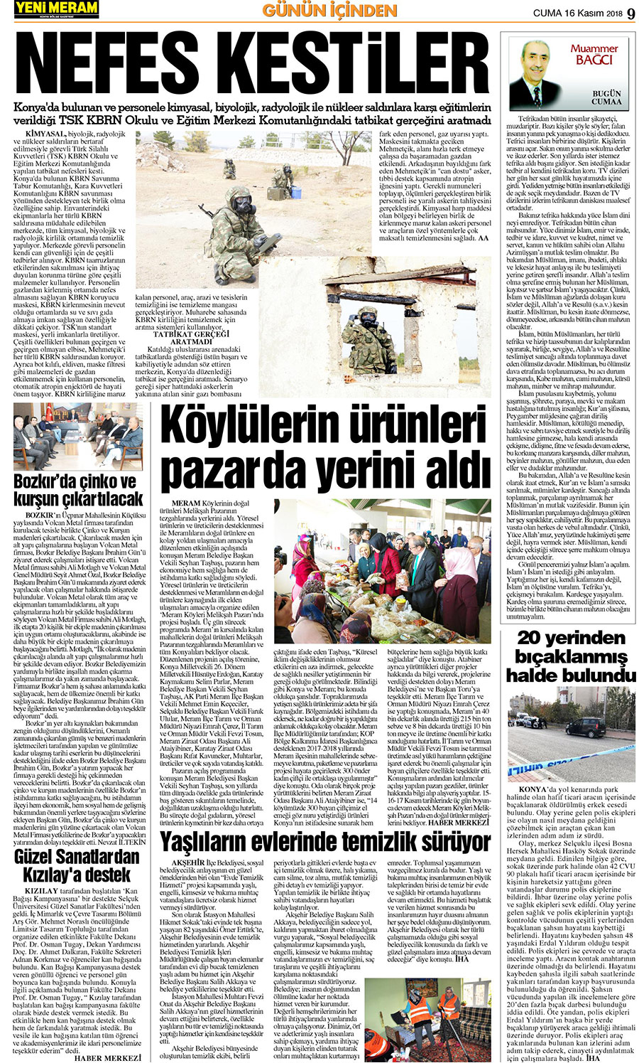 16 Kasım 2018 Yeni Meram Gazetesi