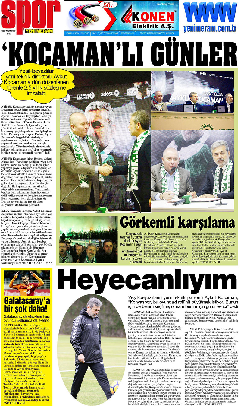 19 Kasım 2018 Yeni Meram Gazetesi