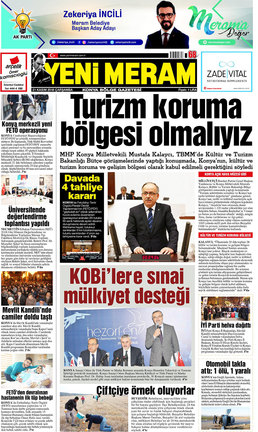 21 Kasım 2018 Yeni Meram Gazetesi