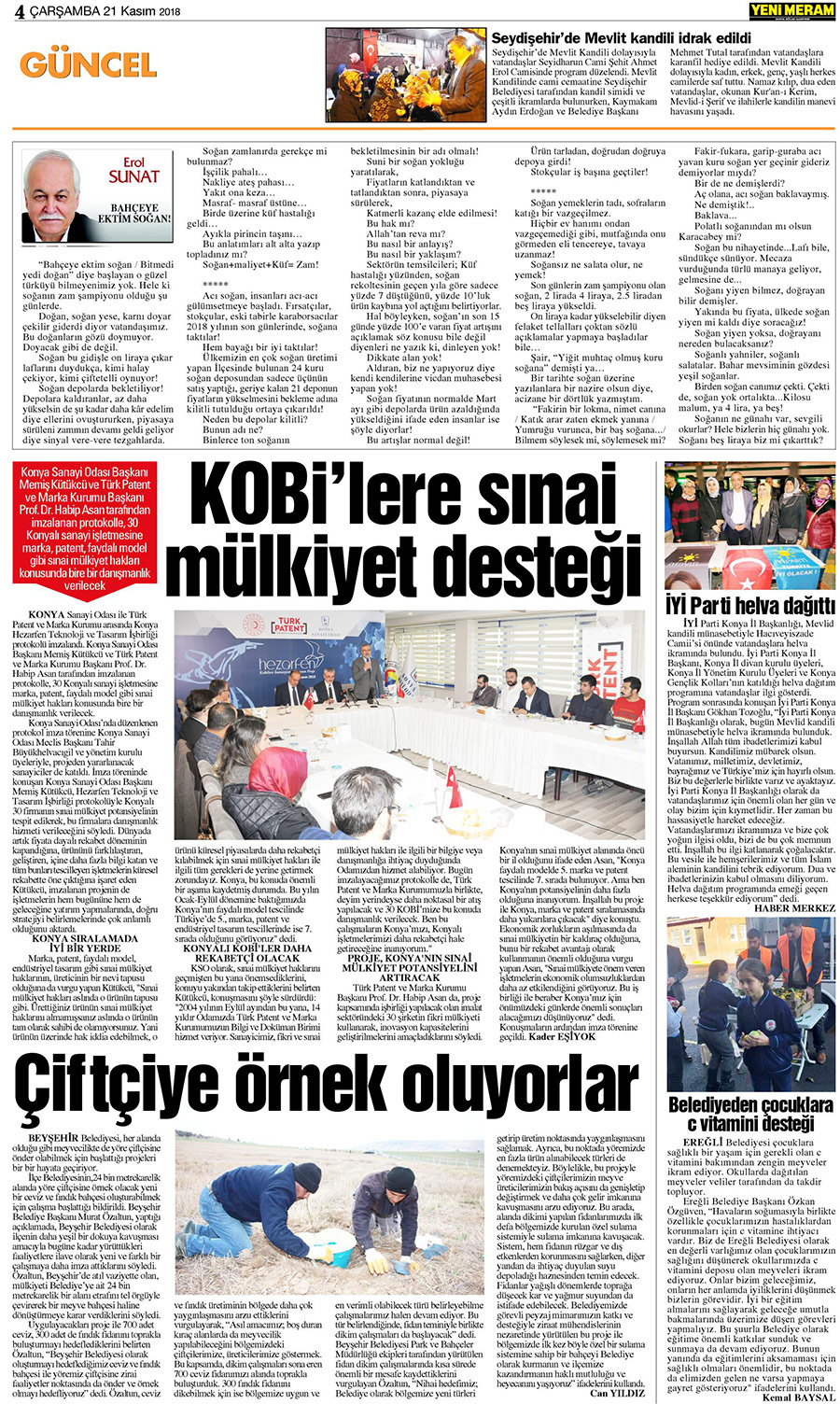 21 Kasım 2018 Yeni Meram Gazetesi