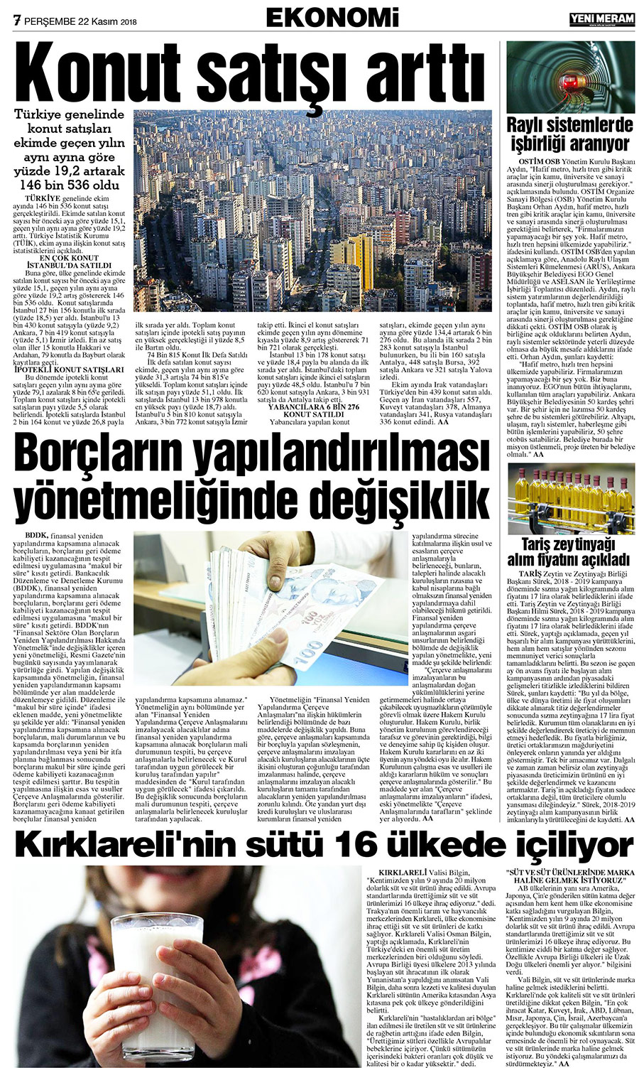 22 Kasım 2018 Yeni Meram Gazetesi