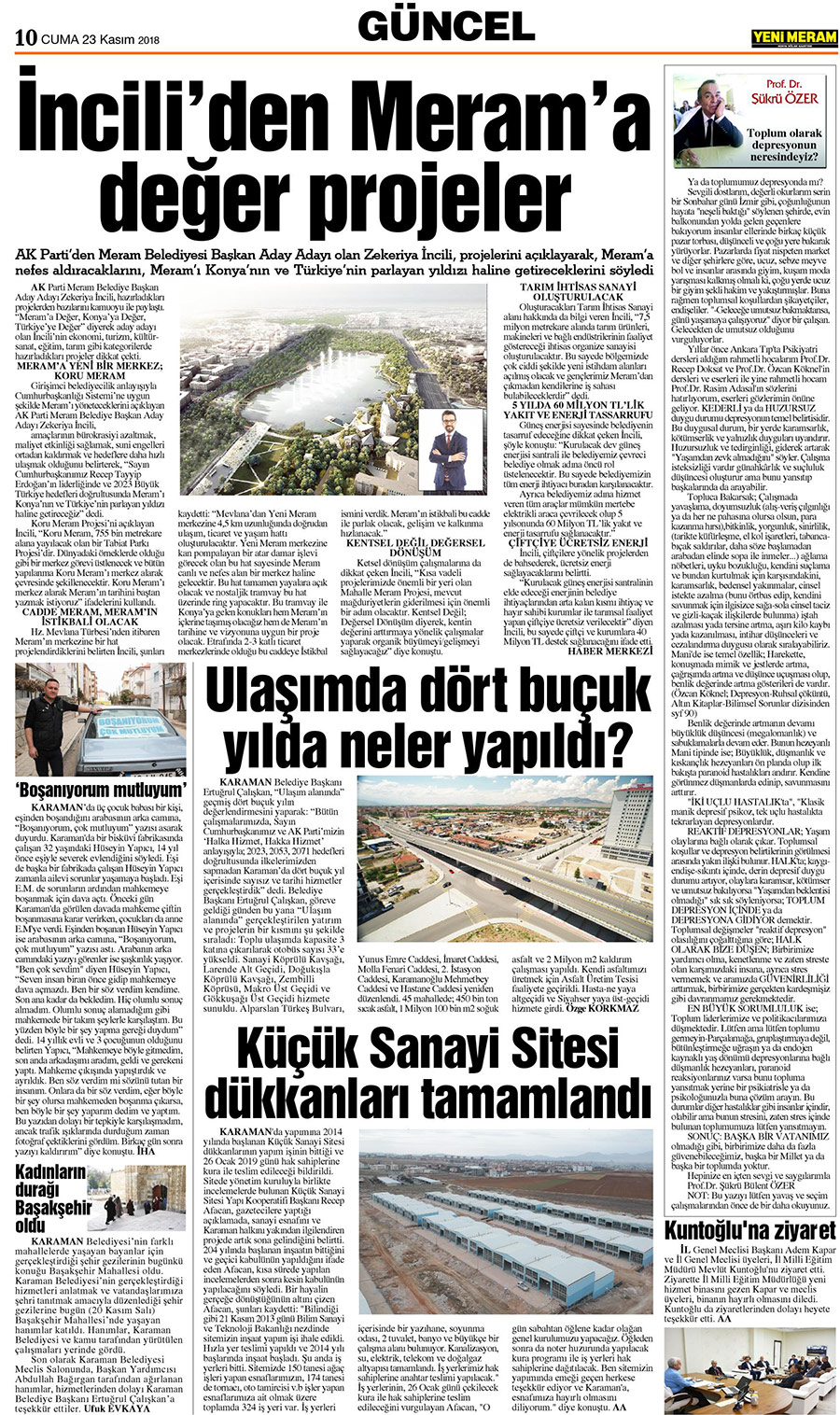 23 Kasım 2018 Yeni Meram Gazetesi