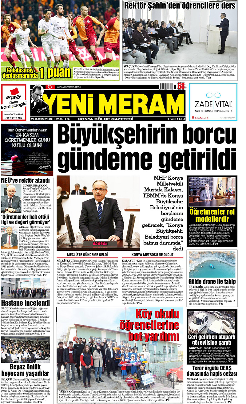 24 Kasım 2018 Yeni Meram Gazetesi