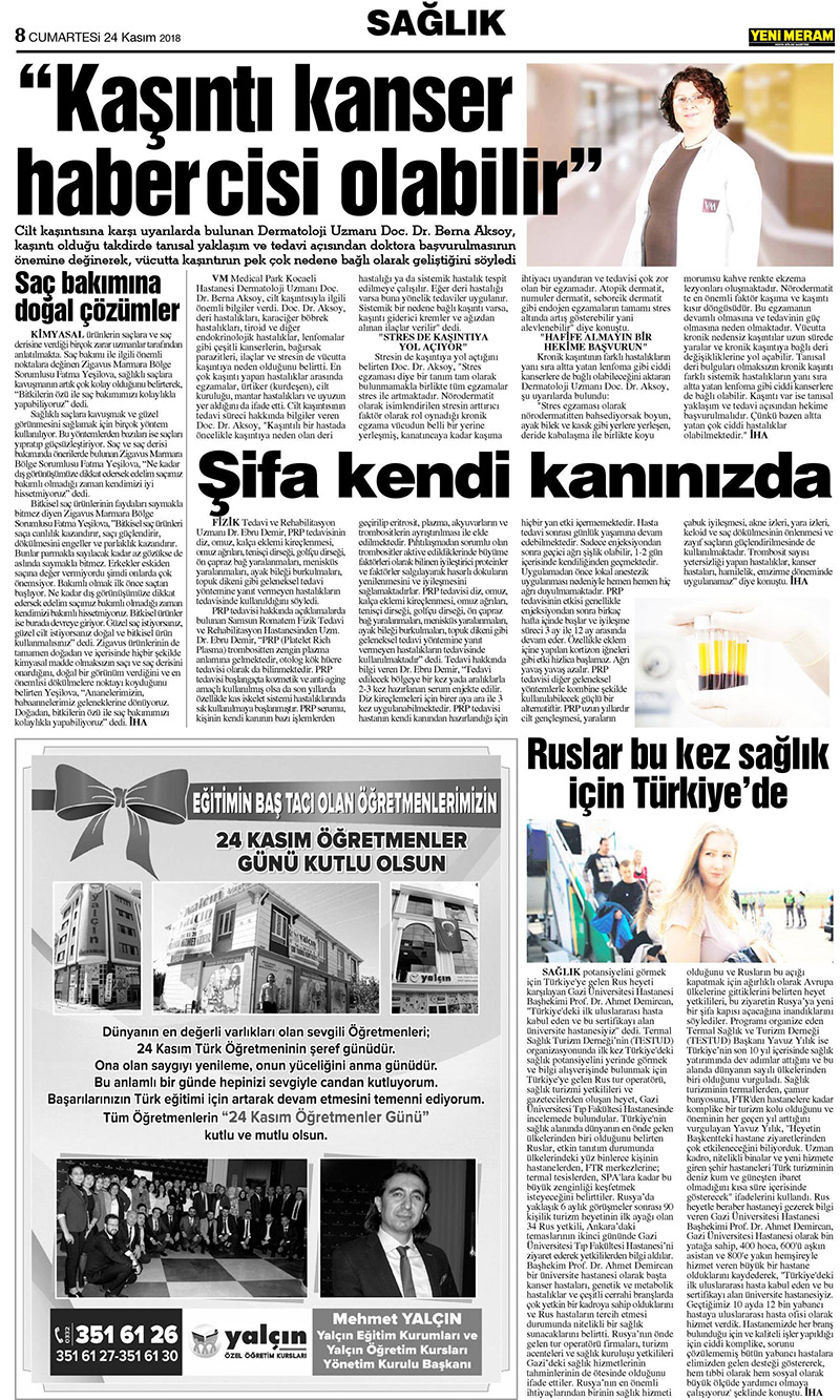 24 Kasım 2018 Yeni Meram Gazetesi