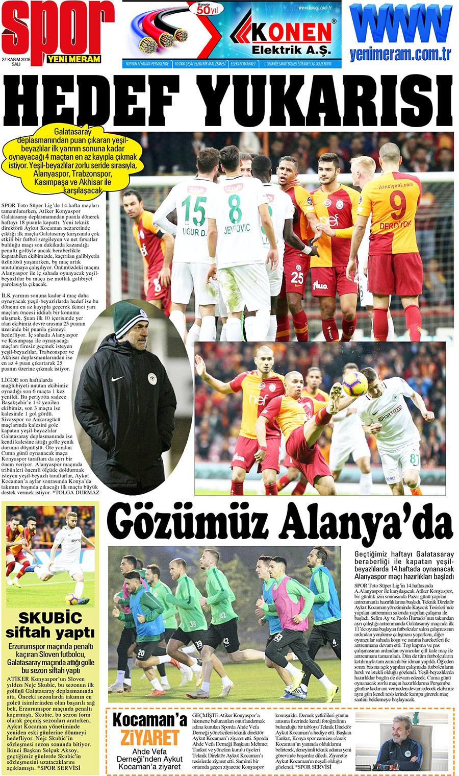 27 Kasım 2018 Yeni Meram Gazetesi