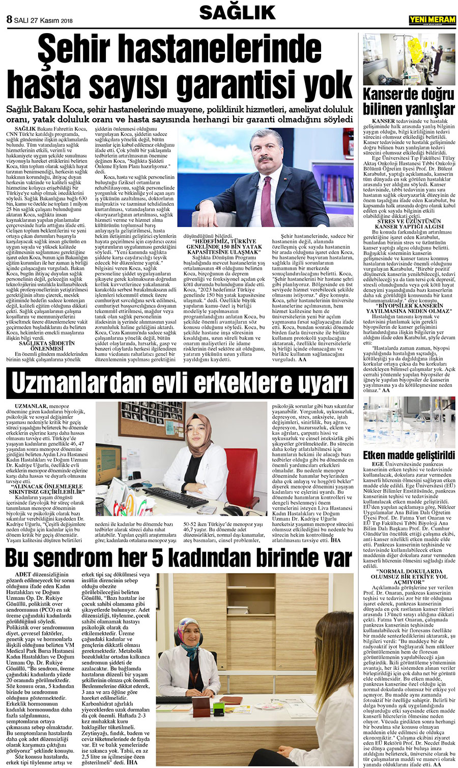 27 Kasım 2018 Yeni Meram Gazetesi