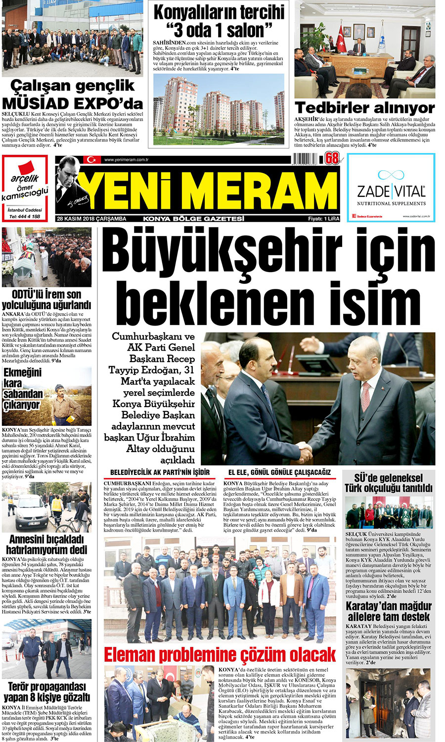 28 Kasım 2018 Yeni Meram Gazetesi