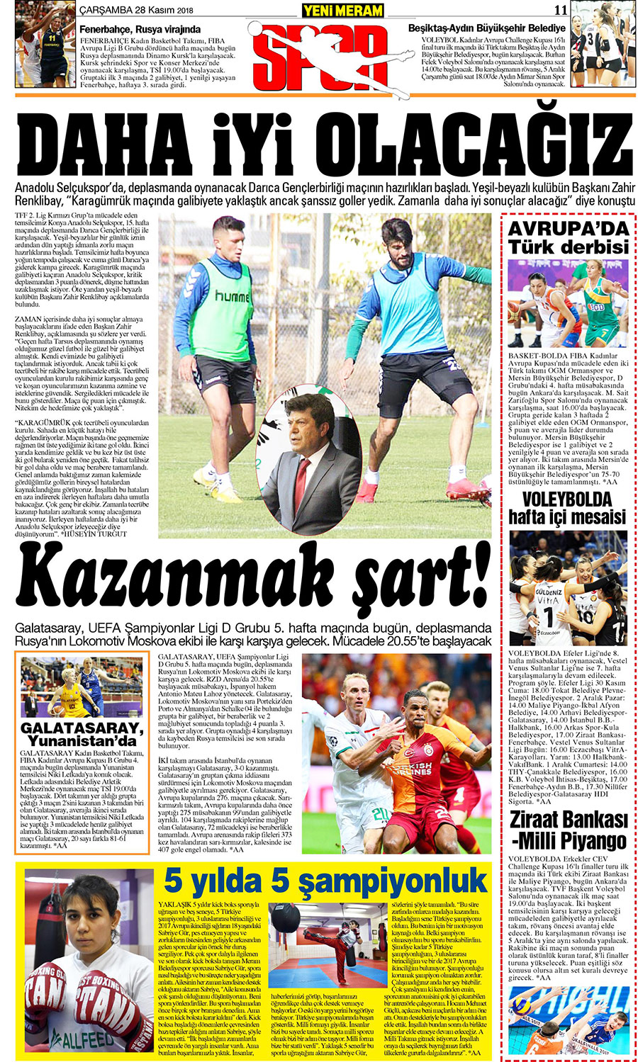 28 Kasım 2018 Yeni Meram Gazetesi