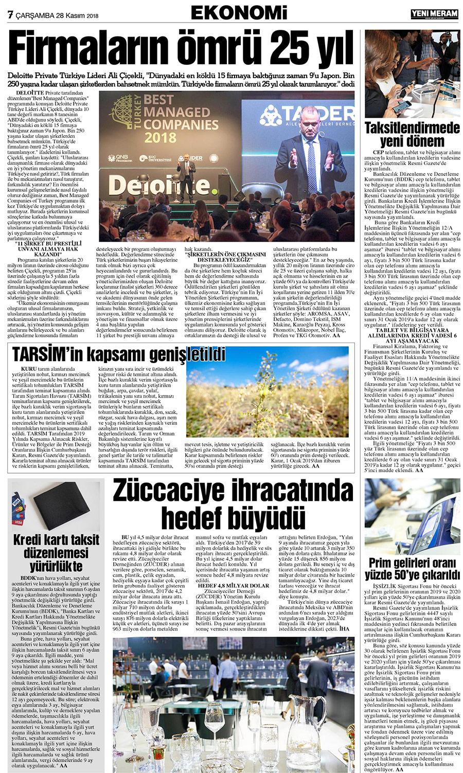 28 Kasım 2018 Yeni Meram Gazetesi