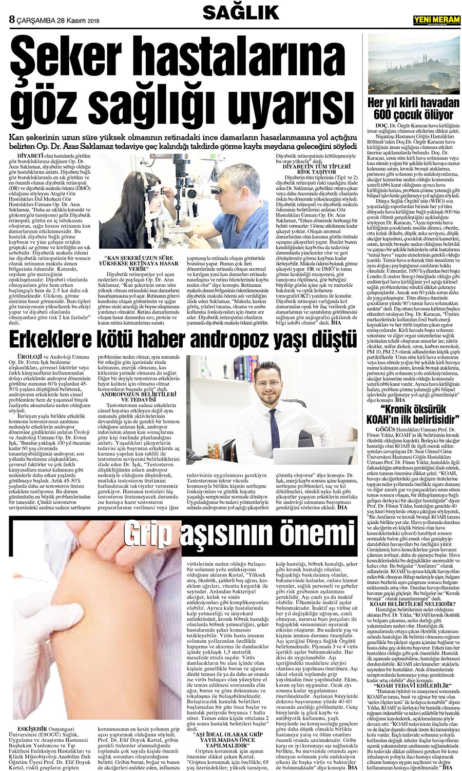 28 Kasım 2018 Yeni Meram Gazetesi