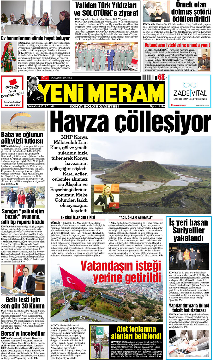 30 Kasım 2018 Yeni Meram Gazetesi