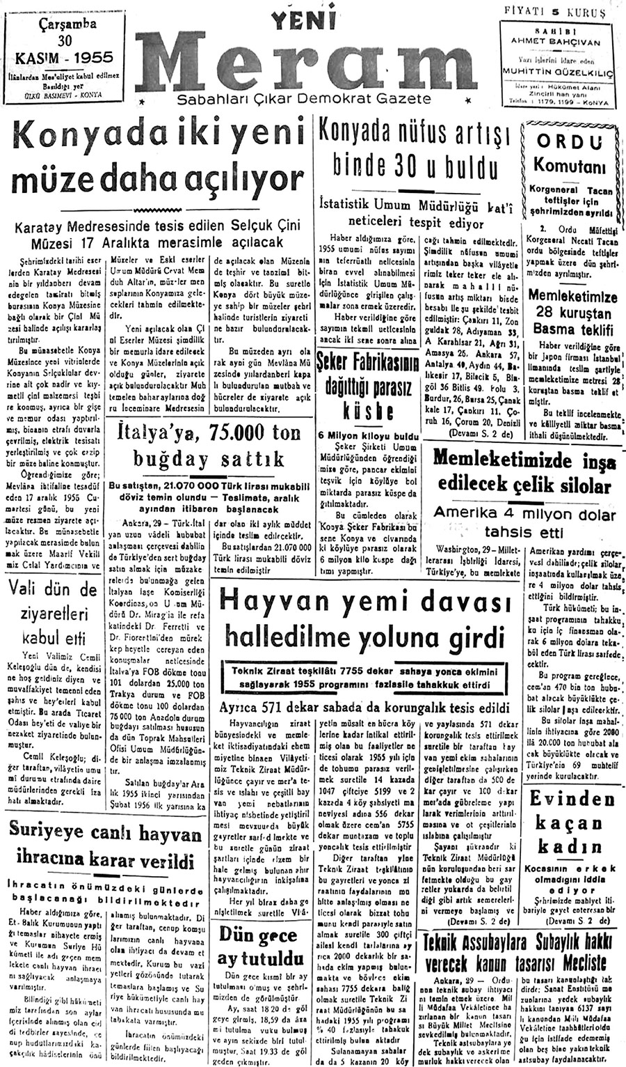 30 Kasım 2018 Yeni Meram Gazetesi