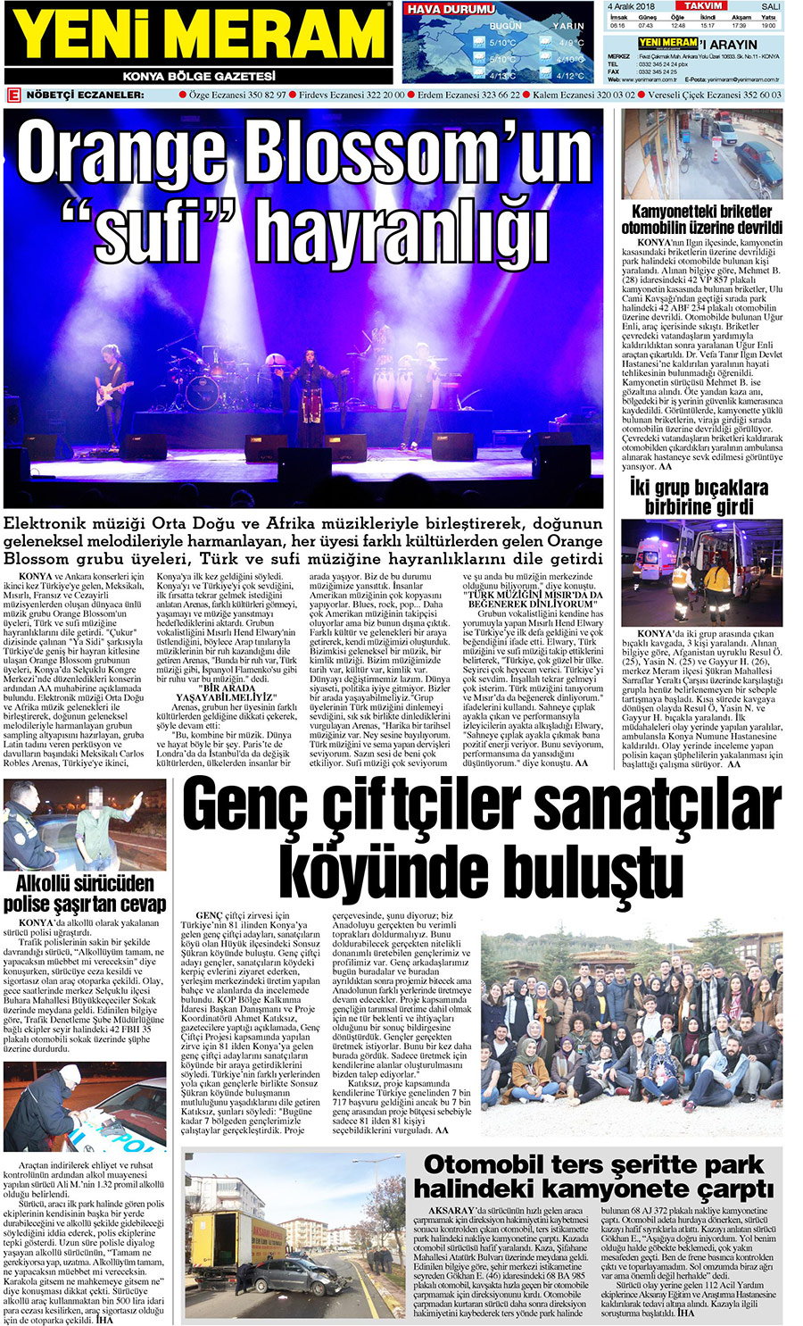 4 Aralık 2018 Yeni Meram Gazetesi