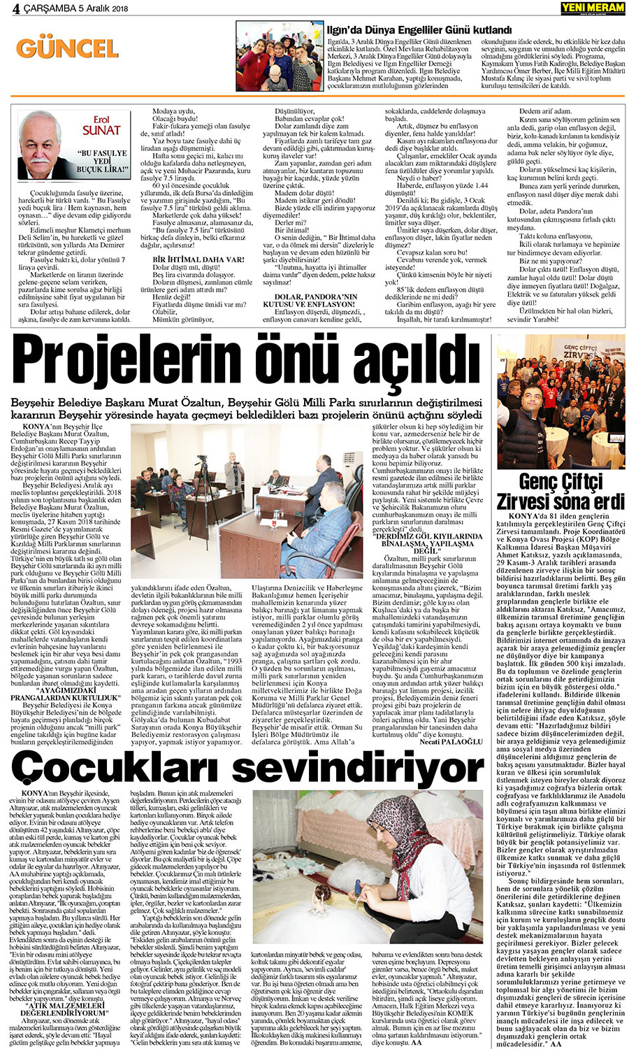 5 Aralık 2018 Yeni Meram Gazetesi