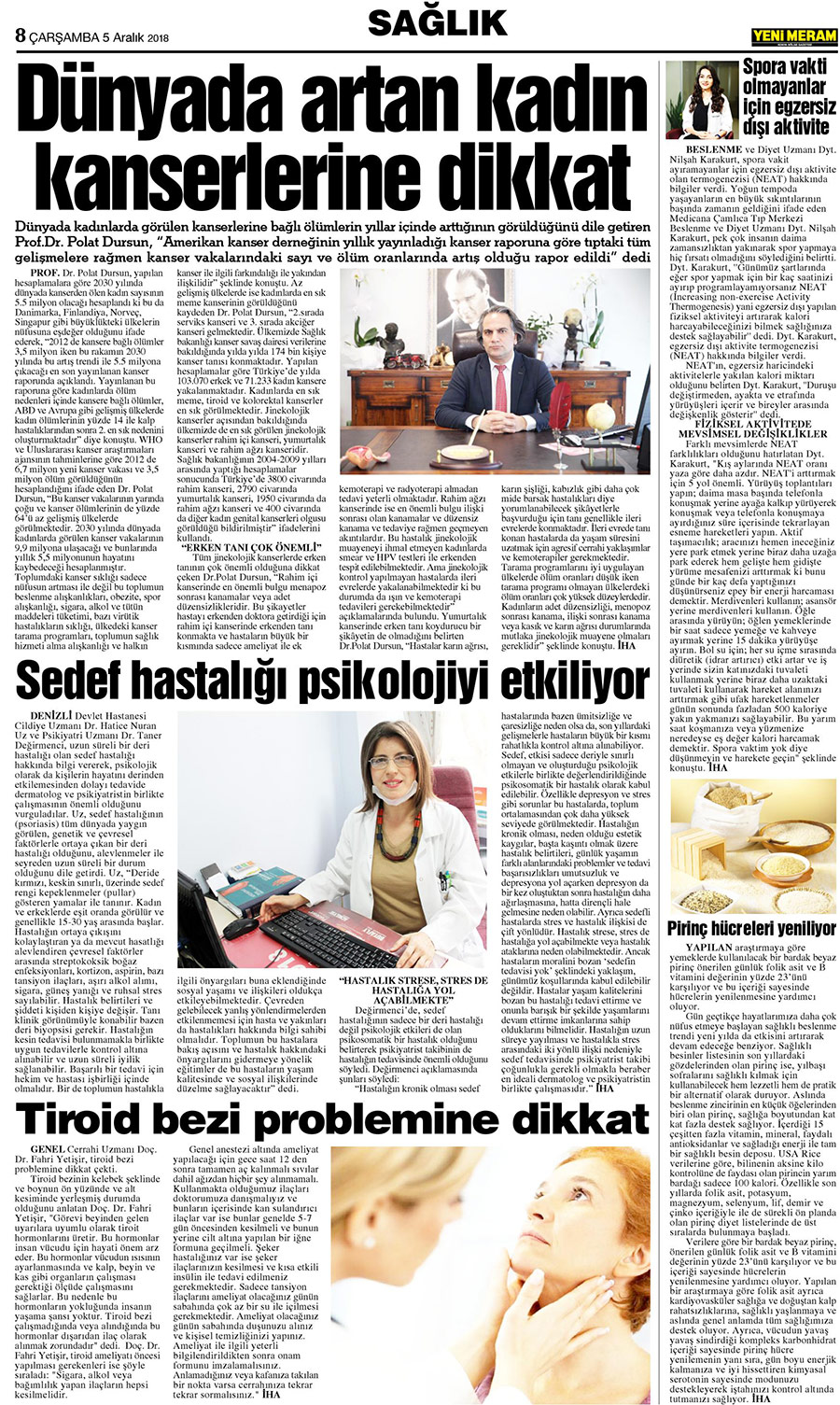 5 Aralık 2018 Yeni Meram Gazetesi