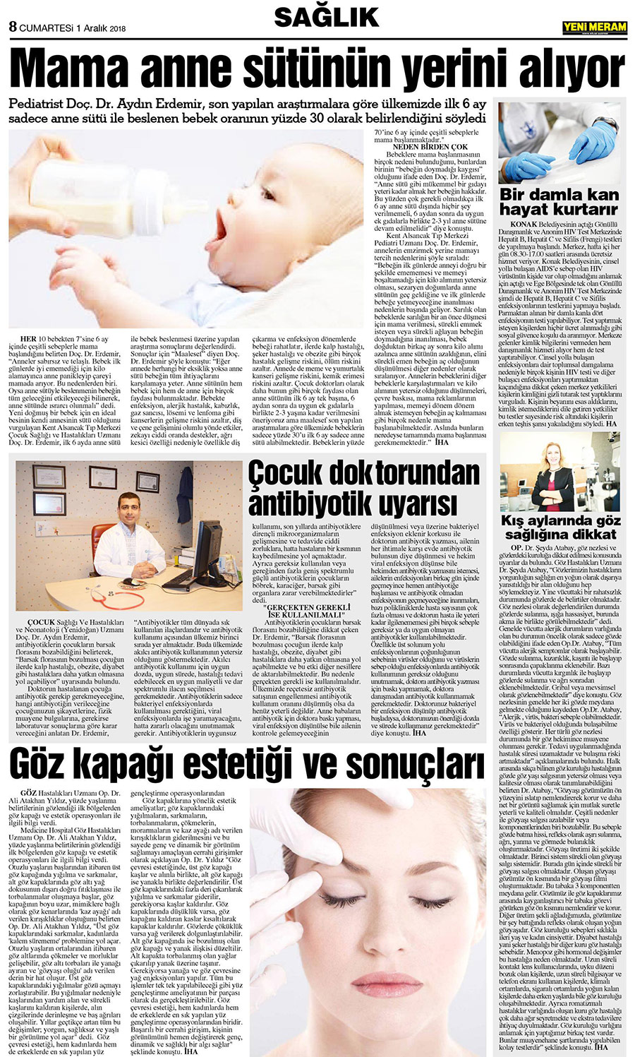 1 Aralık 2018 Yeni Meram Gazetesi