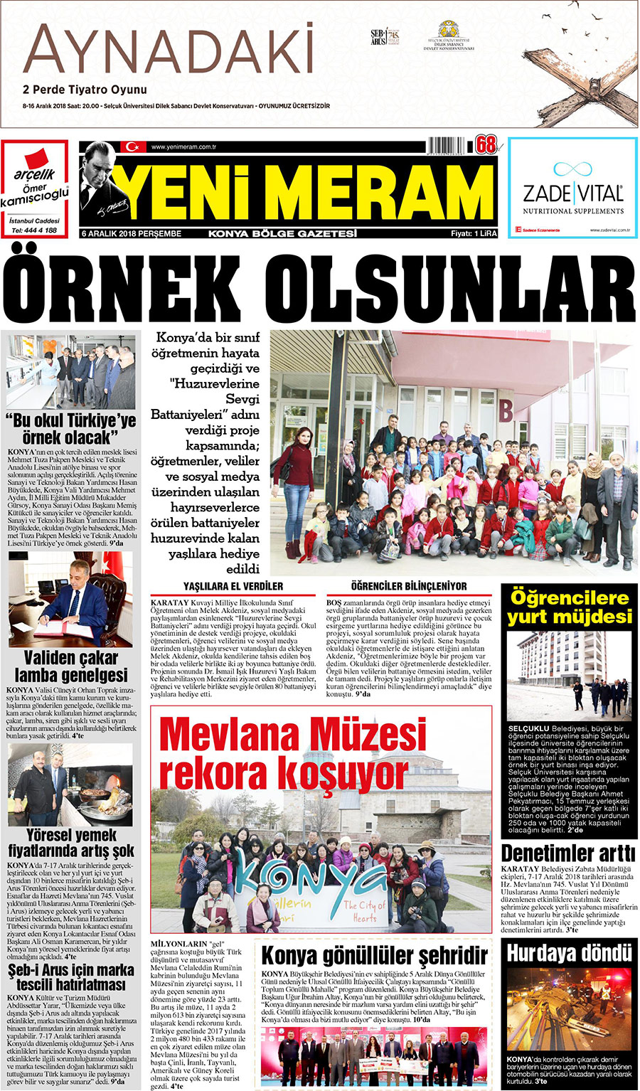 6 Aralık 2018 Yeni Meram Gazetesi