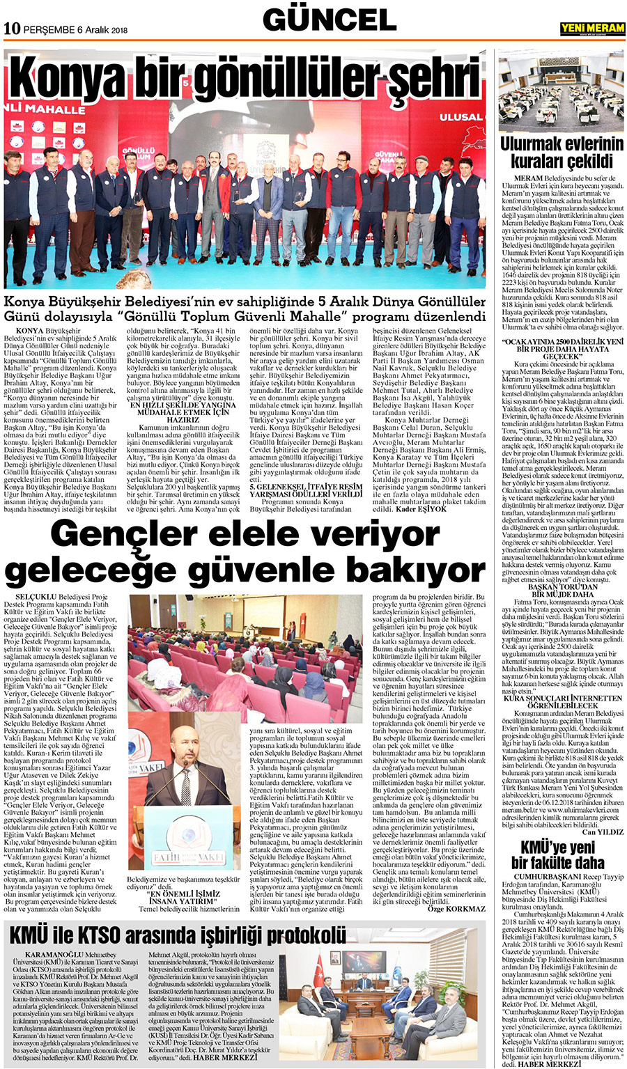 6 Aralık 2018 Yeni Meram Gazetesi