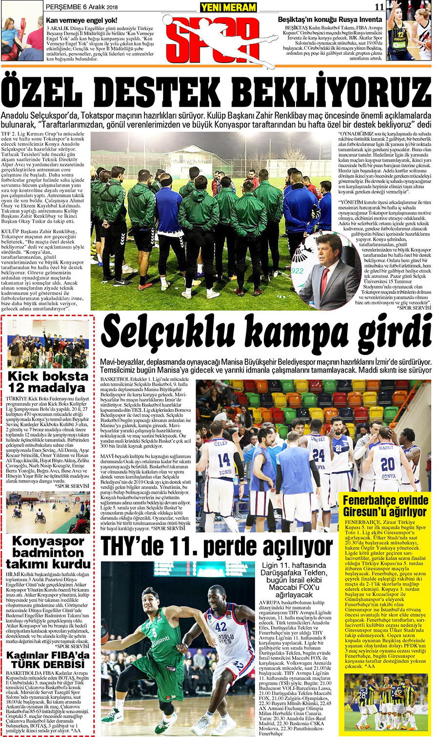 6 Aralık 2018 Yeni Meram Gazetesi