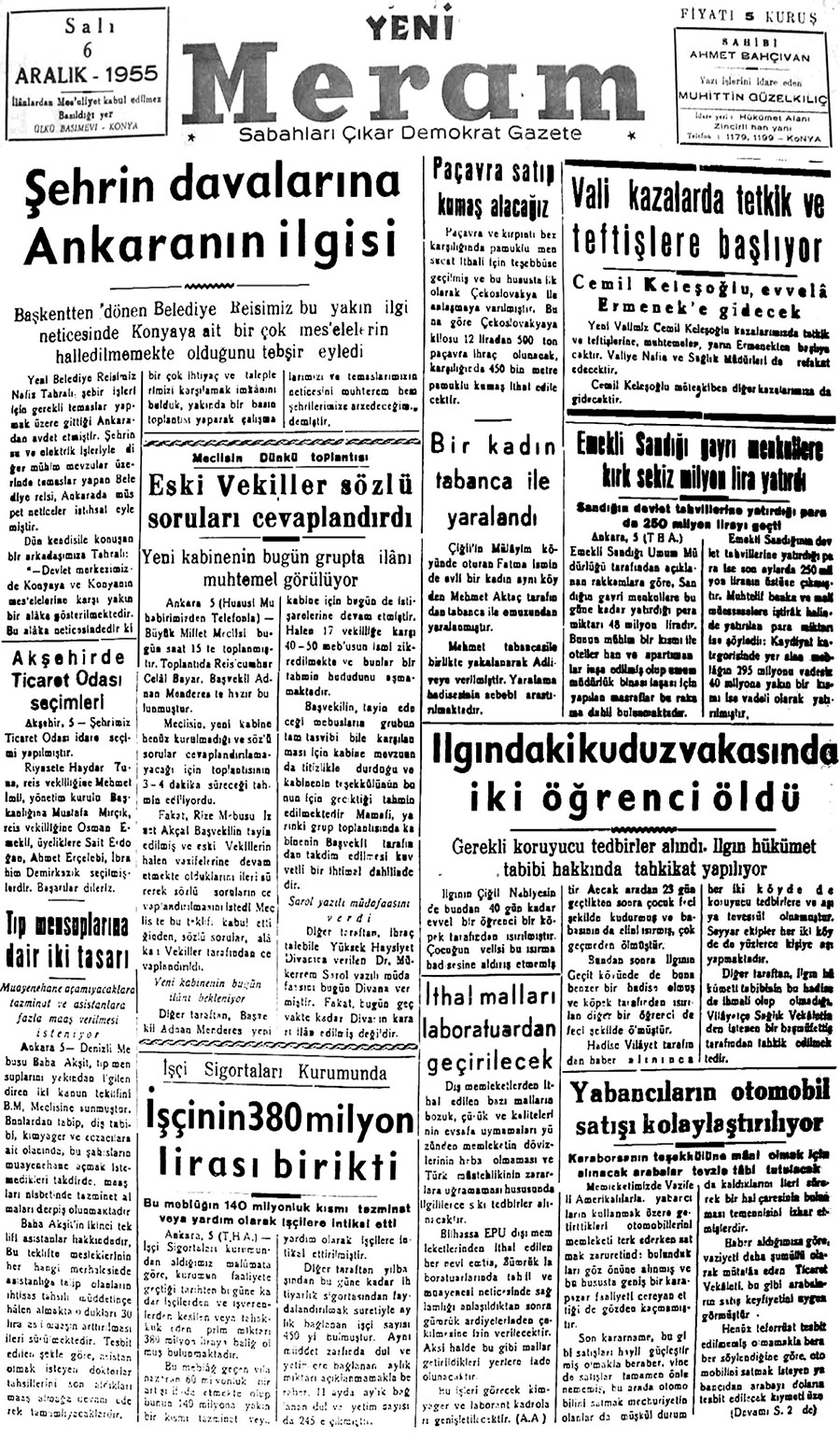 6 Aralık 2018 Yeni Meram Gazetesi