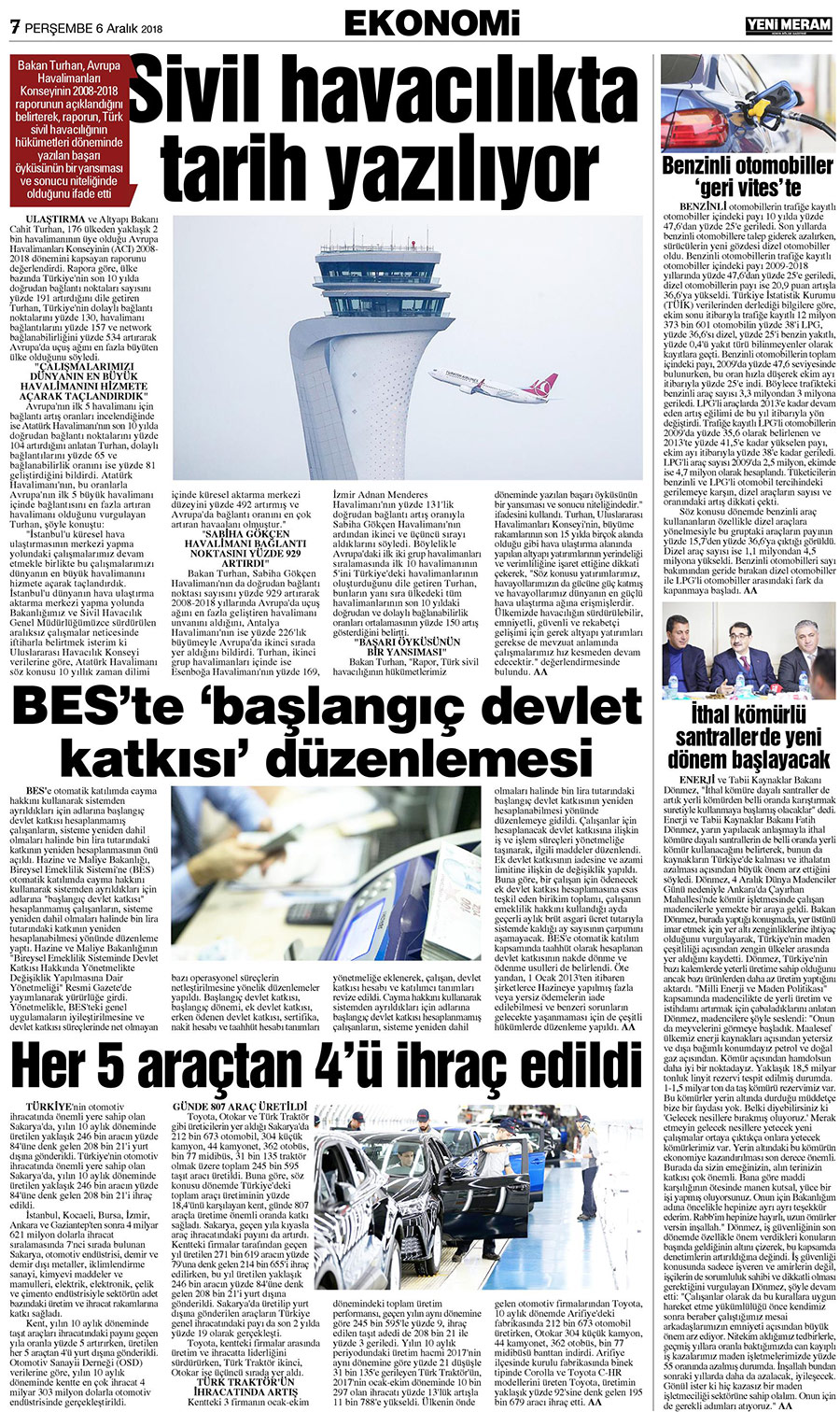 6 Aralık 2018 Yeni Meram Gazetesi