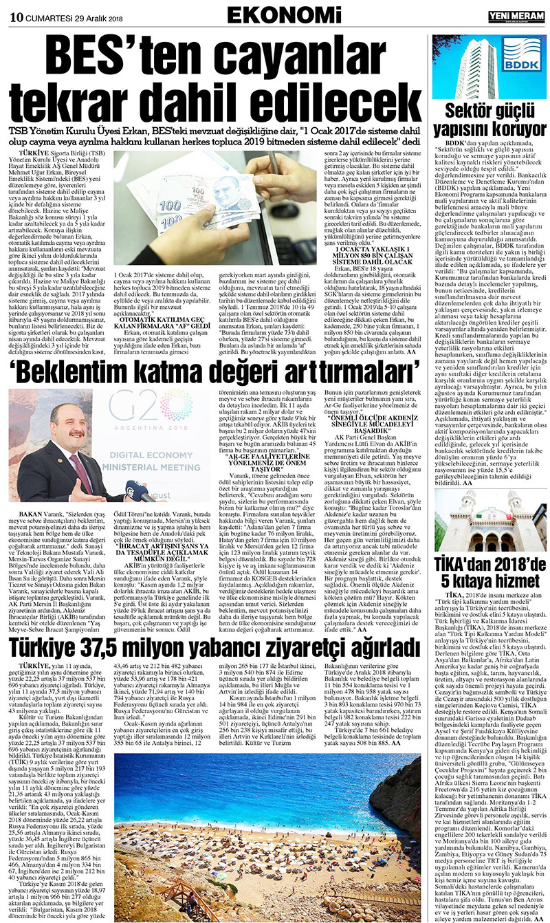 29 Aralık 2018 Yeni Meram Gazetesi