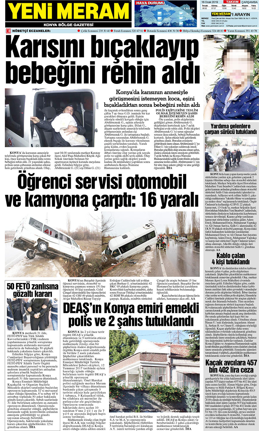 16 Ocak 2019 Yeni Meram Gazetesi