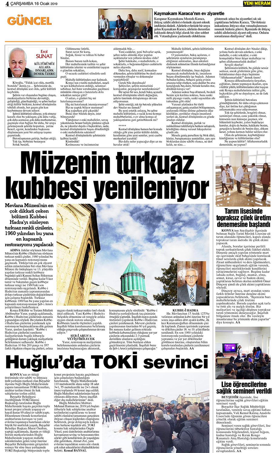 16 Ocak 2019 Yeni Meram Gazetesi