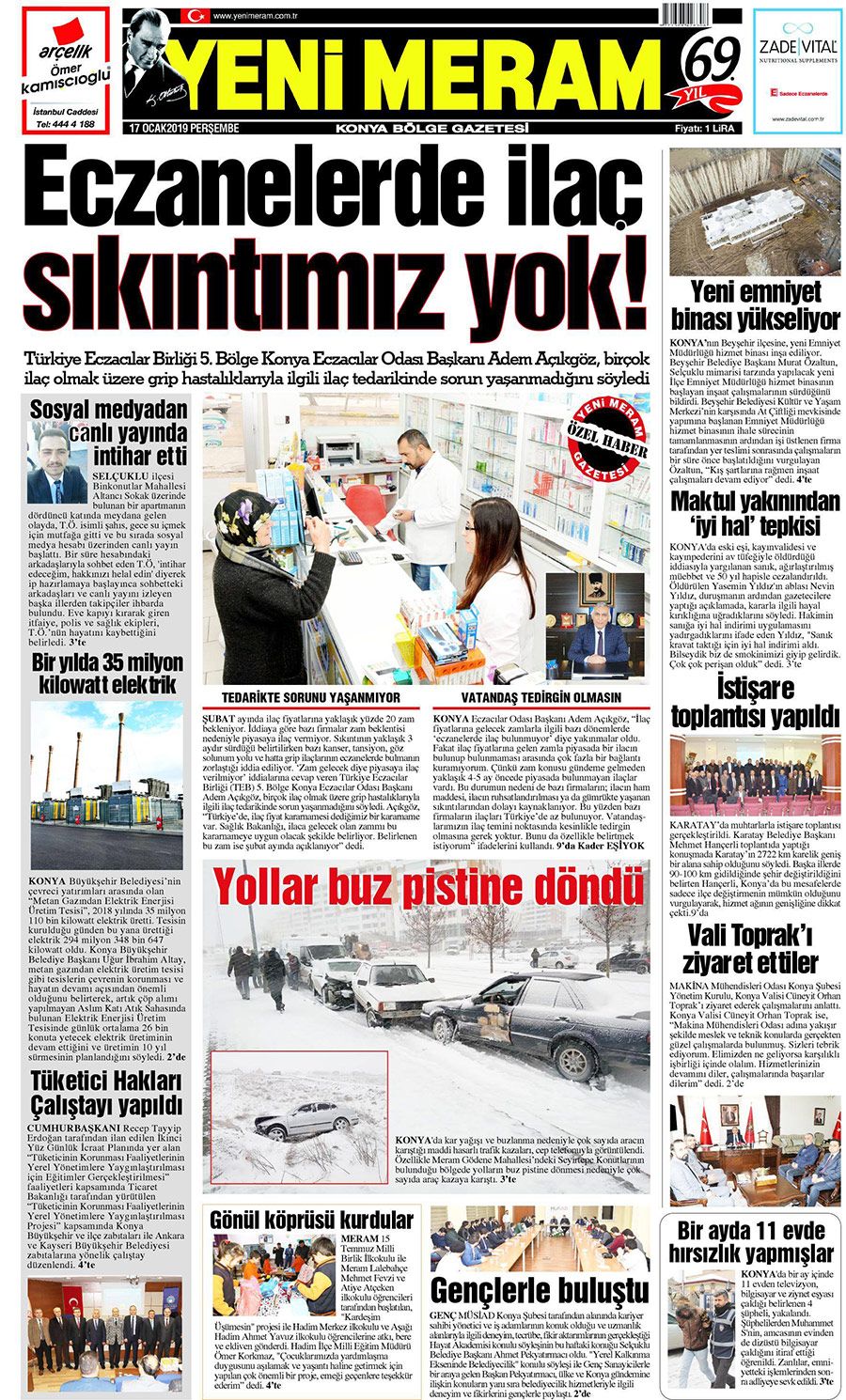 17 Ocak 2019 Yeni Meram Gazetesi