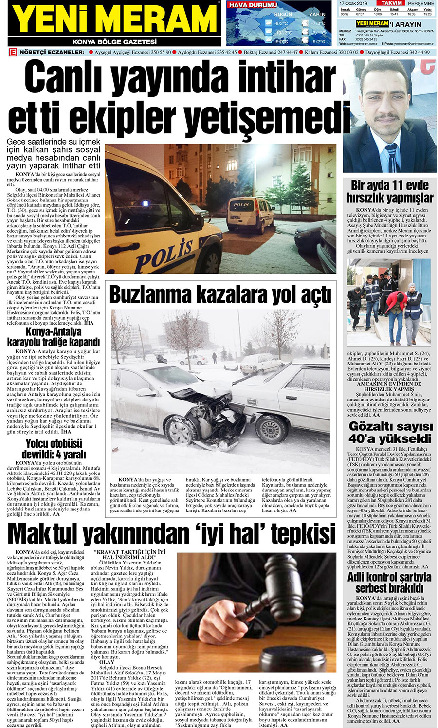 17 Ocak 2019 Yeni Meram Gazetesi