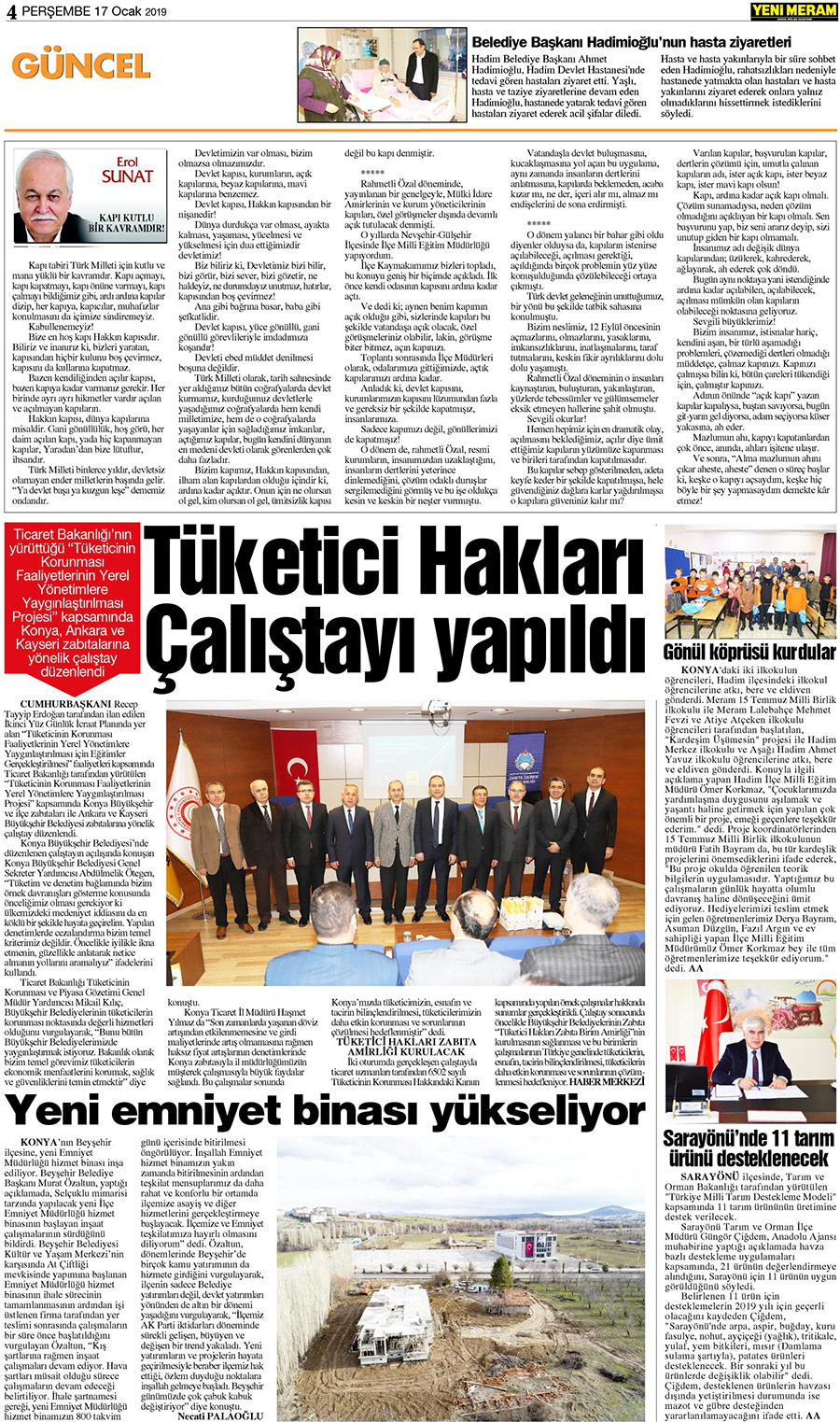 17 Ocak 2019 Yeni Meram Gazetesi